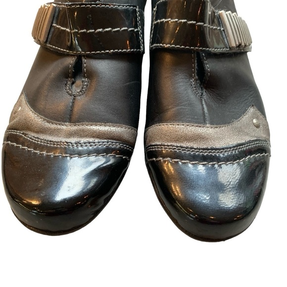 Remonte Black Leather Patent Silver Velcro Strap Metallic Shoes EU 39 / US 8-8.5 - Picture 4 of 10